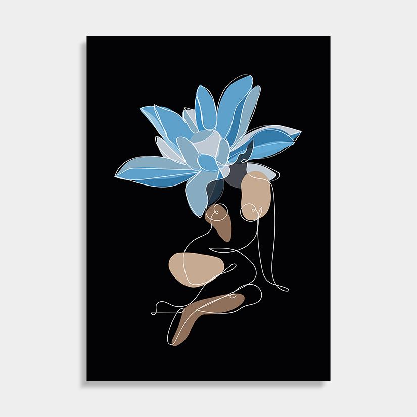 Plant & Body blauwe bloem minimalistisch design