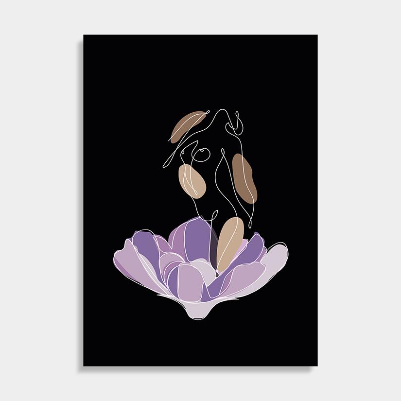 Plant & Body paarse bloem minimalistisch design