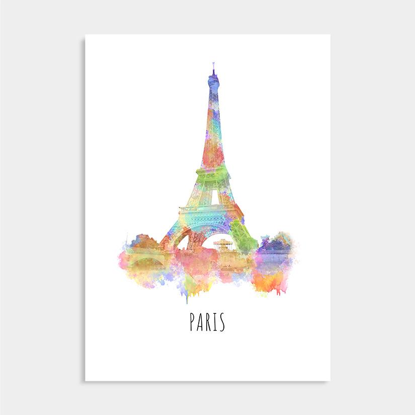 Parijs Eiffeltoren waterverf muurdecoratie