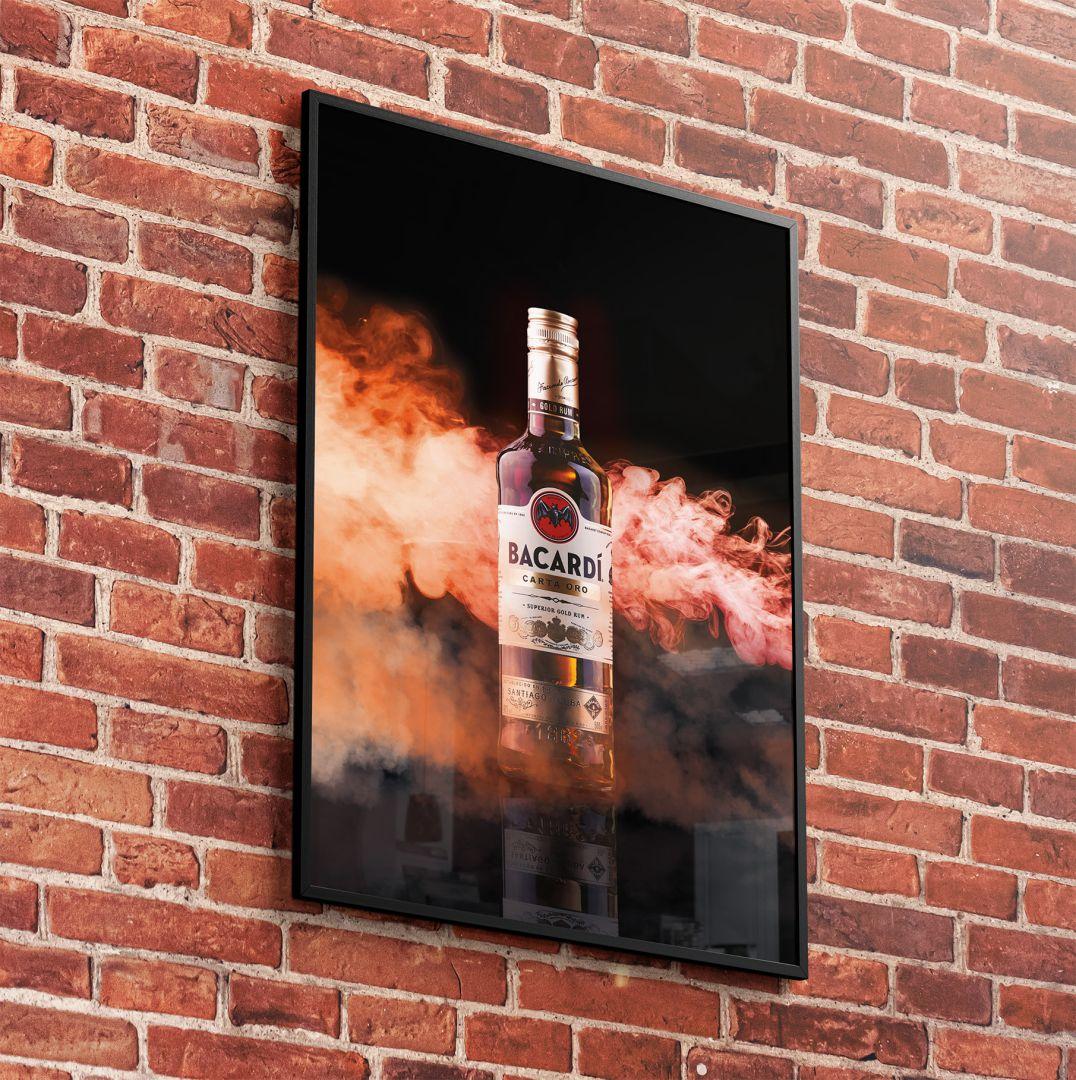 Bacardi rum smoke mockup