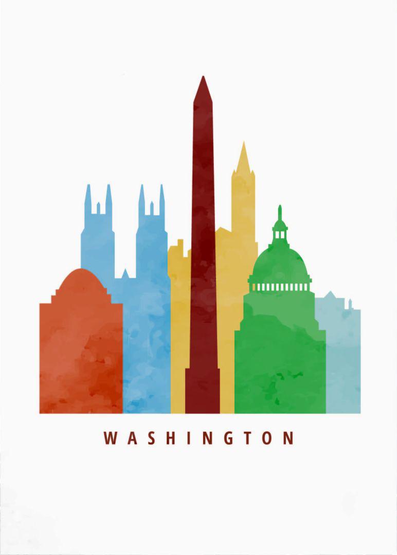Washington city muurinrichting illustration