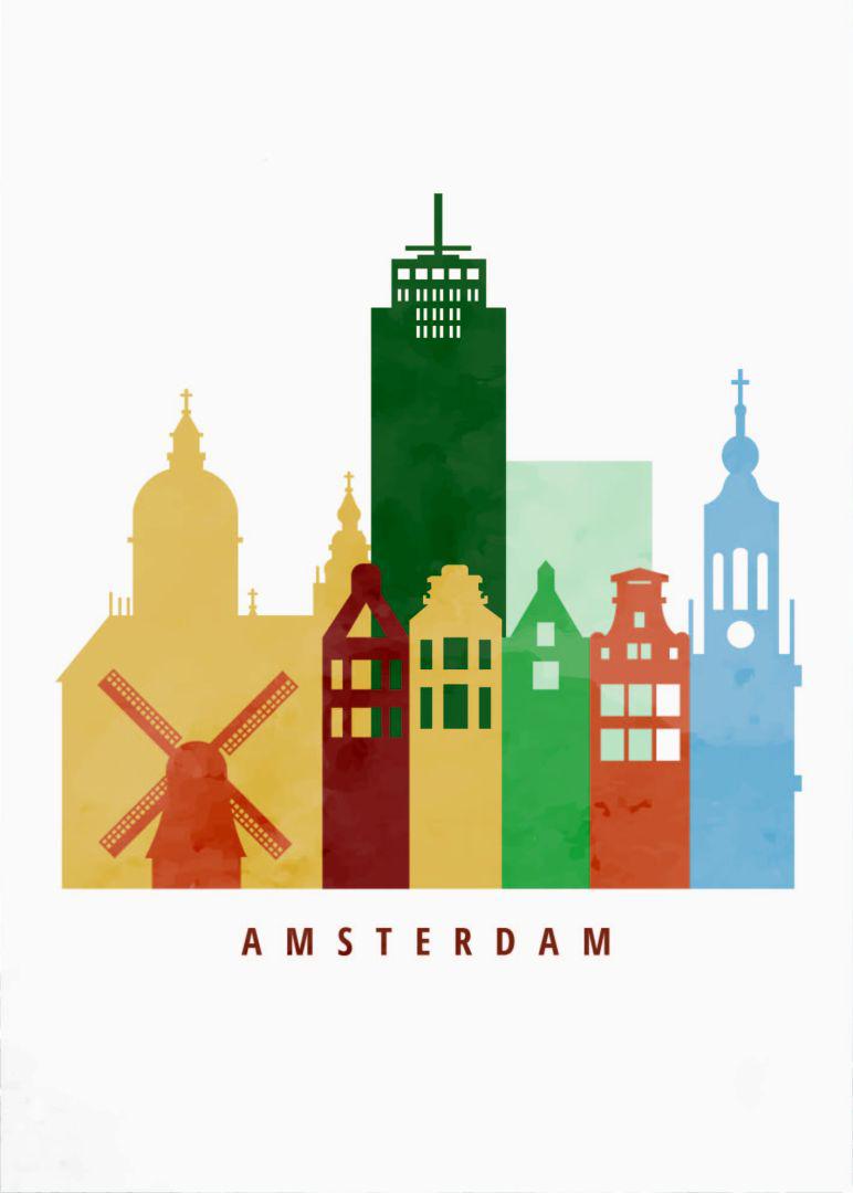 Amsterdam wandversiering illustrations stad