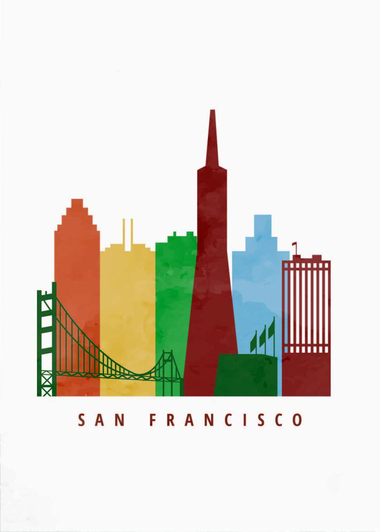 San Francisco wanddecoratie illustraties