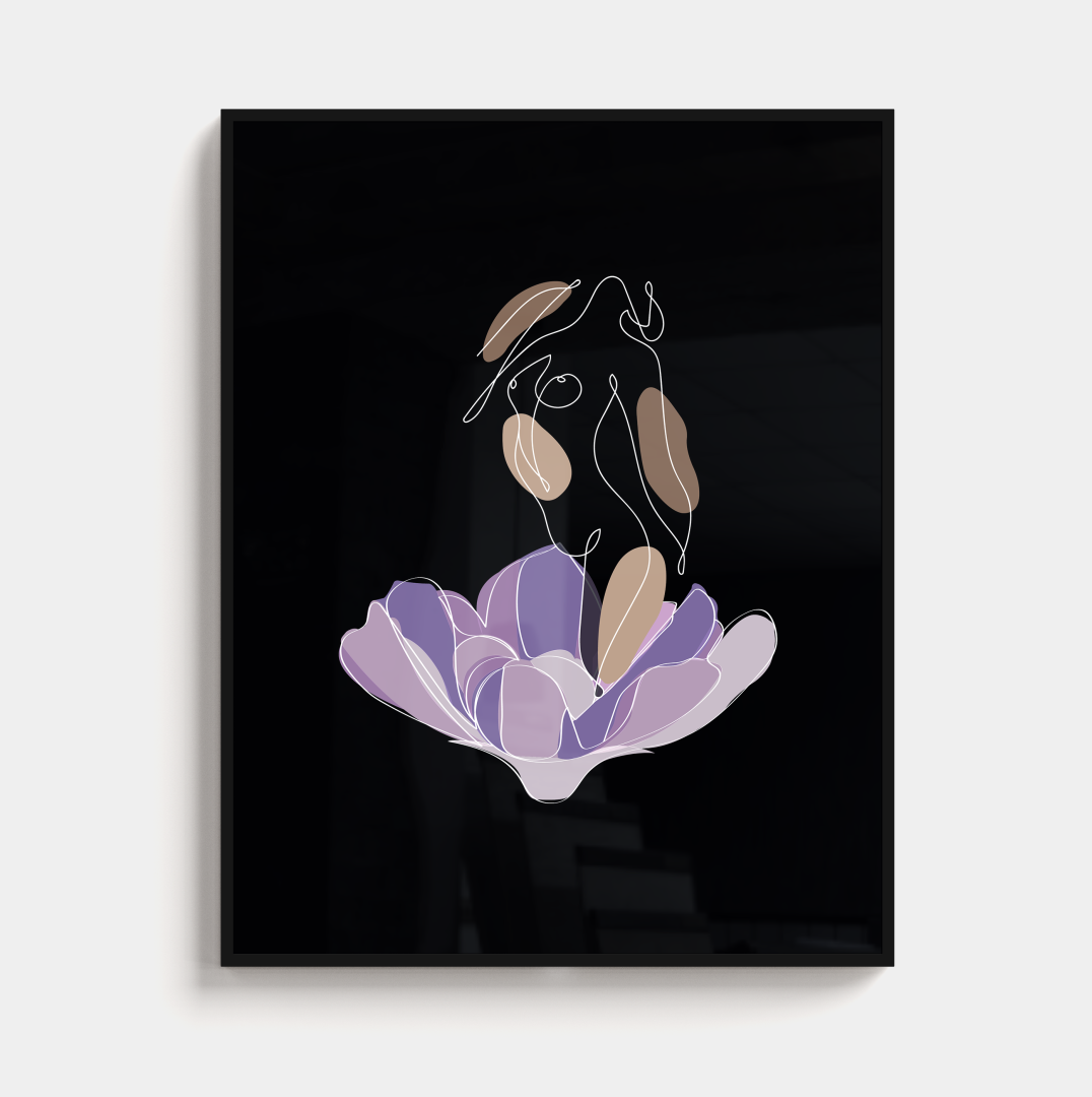 Plant & Body paarse bloem minimalistisch design