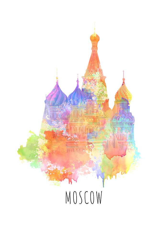 Moscow waterverf muurornamenten kathedraal